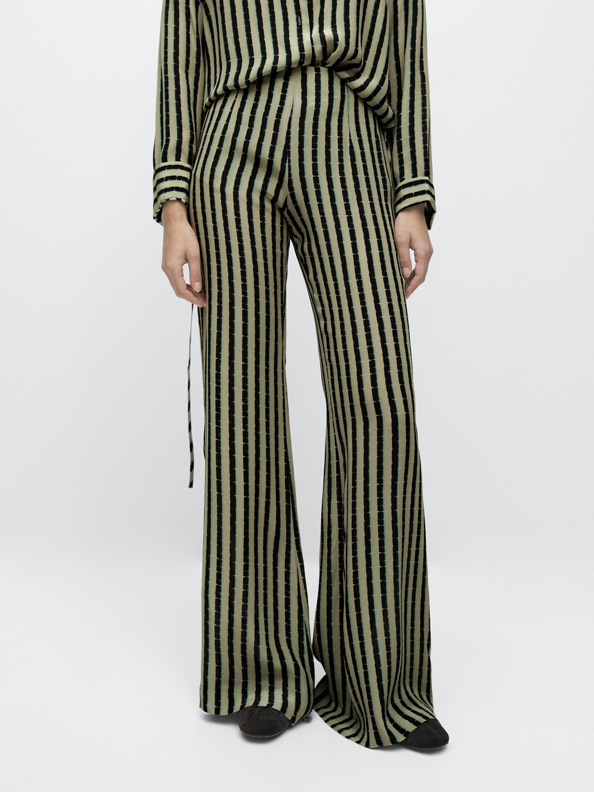 Striped flare fit trousers